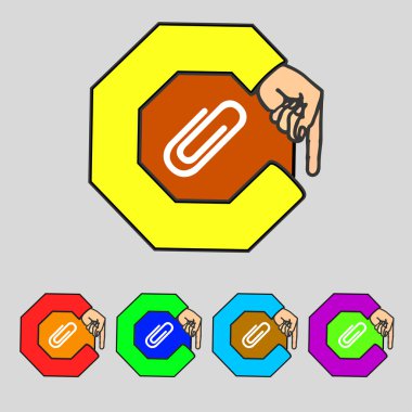 ataş işareti simgesi. klibi sembolü. renkli düğmeler ayarlayın. vektör