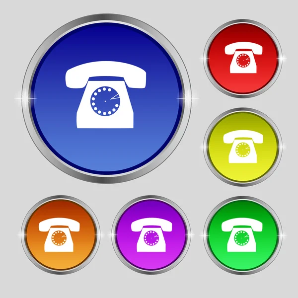 Retro telefon spindelväv ikonen. Ange färgglada knappar. vektor — Stock vektor