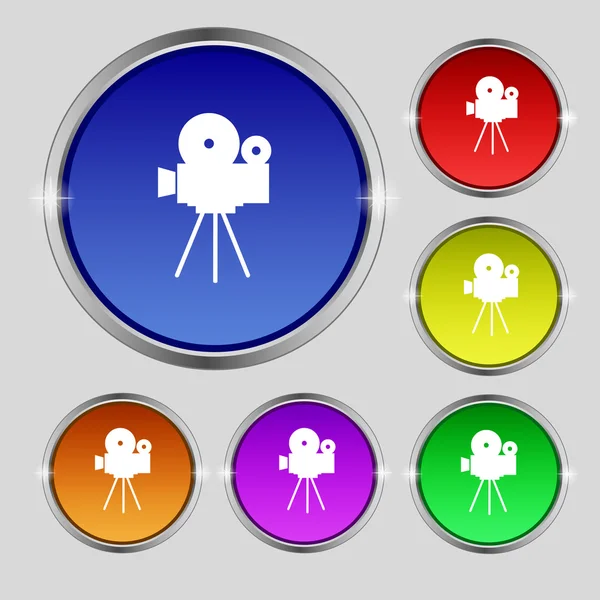 Video camera teken icon.content knop. kleurrijke knoppen instellen vector — Stockvector