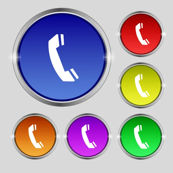 Icona del segnale telefonico. Simbolo di supporto. Call center. Imposta pulsanti colorati Vettore — Vettoriale Stock