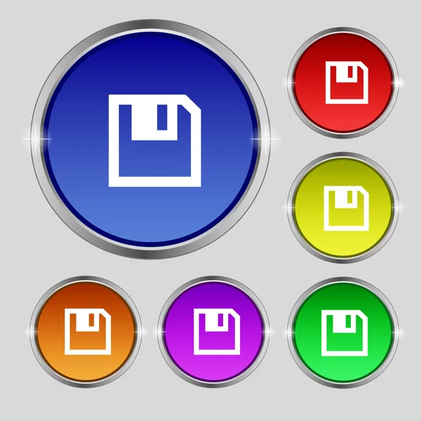 Floppy icon. Flat modern design Set colour buttons. Vector — Stock Vector