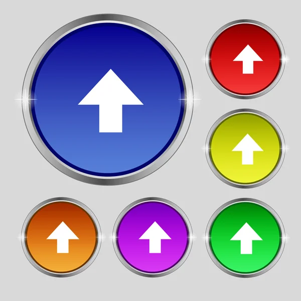Denna sida upp tecken ikonen. bräckliga paketet symbol. Ange färgglada knappar. vektor — Stock vektor