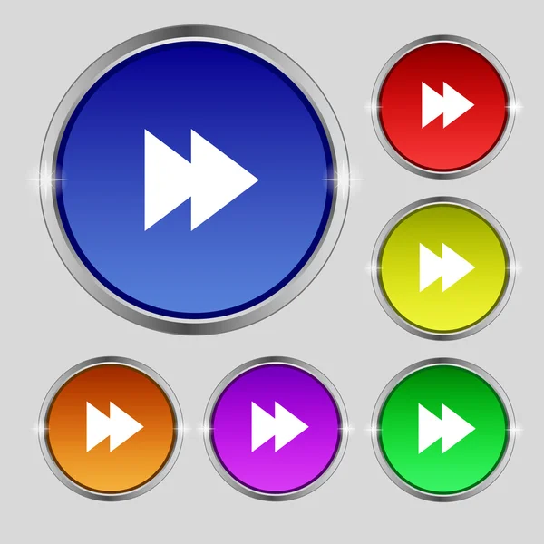 Multimedia teken pictogram. speler navigatie symbool. kleur knoppen instellen vector — Stockvector