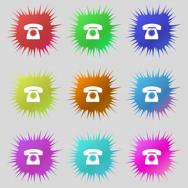 Retro telephone web icon. Set colourful buttons. Vector — Stock Vector