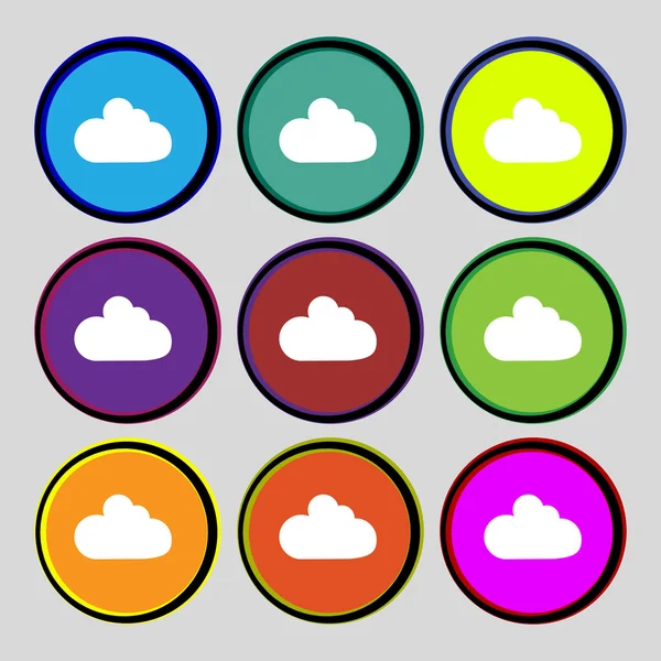 Icono de signo de nube. Símbolo de almacenamiento. Establecer botones de colores. Vector — Vector de stock