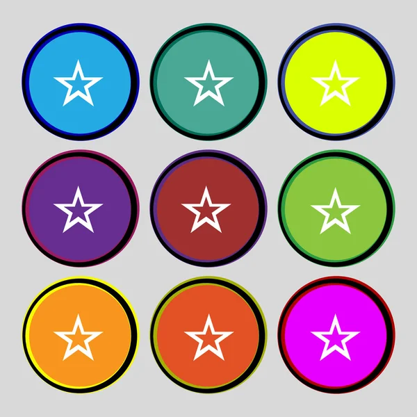 Star sign icon. Favorite button. Navigation symbol.Set colourful buttons. Vector — Stock Vector
