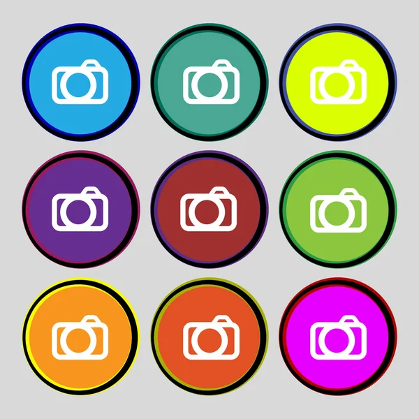 Foto ícone sinal da câmera. Símbolo digital. Definir botões coloridos. Vetor — Vetor de Stock