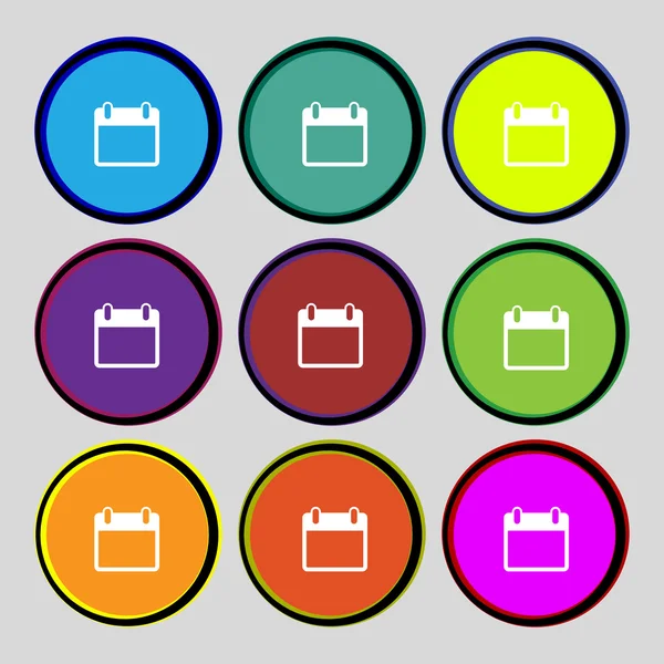Icono de signo de calendario. días mes símbolo. Botón de fecha. Establecer botones de colores Vector — Archivo Imágenes Vectoriales