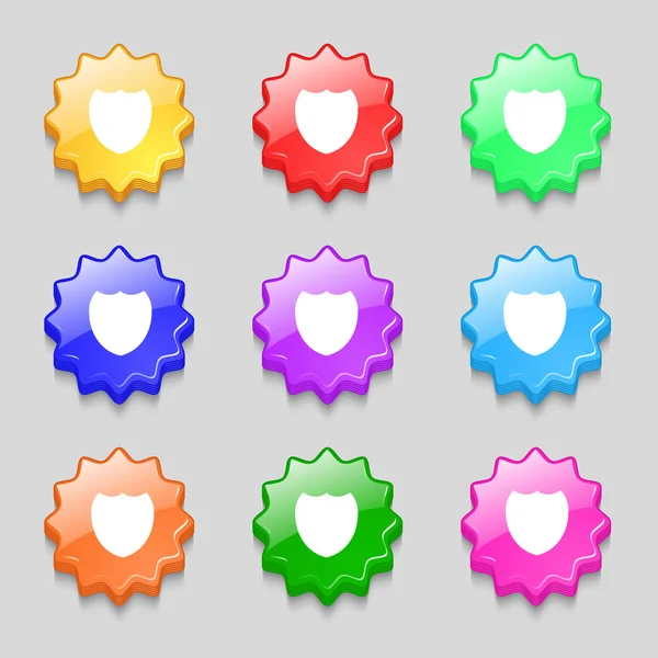 Icono de signo de escudo. Símbolo de protección Establecer botones de color. Vector — Vector de stock
