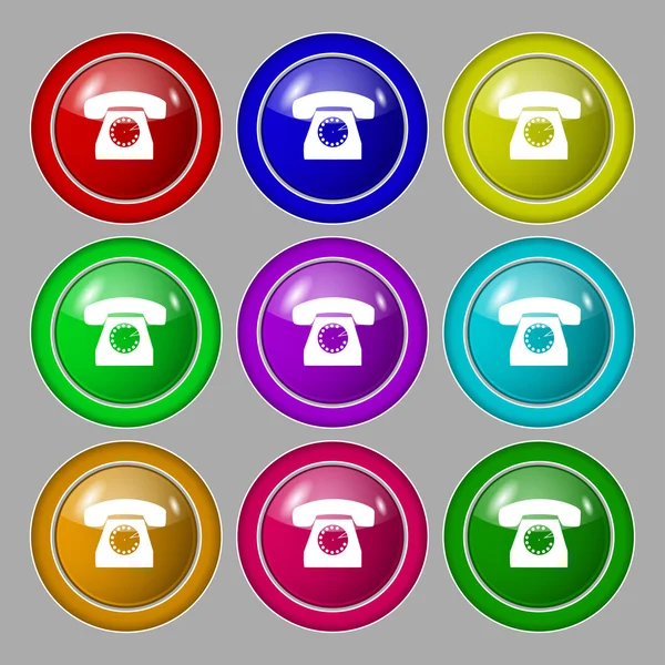 Icône Web de téléphone rétro. Définir des boutons colorés. Vecteur — Image vectorielle