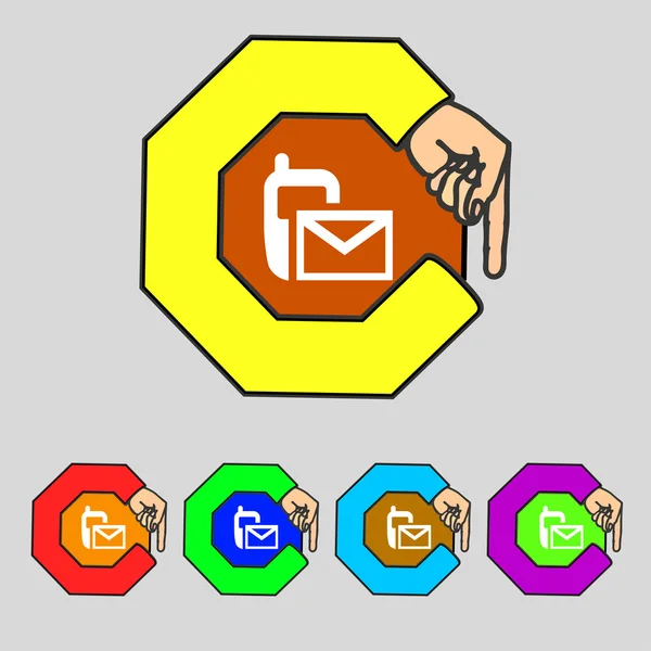 Mail icon. Envelope symbol. Message sms sign.navigation button. Set colour buttons. — Stock Vector