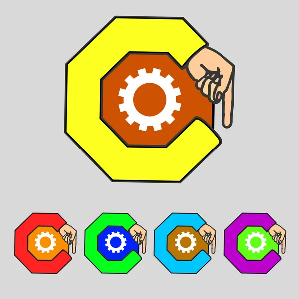 Configurações de engrenagem ícone de sinal. Cogwheel mecanismo de engrenagem símbolo. Definir botões coloridos. Vetor — Vetor de Stock