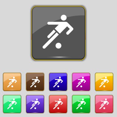 Futbol oyuncu simgesi. düz modern set renkli web düğmeleri. vektör