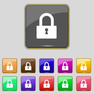 kilit işareti simgesi. soyunma sembolü. renkli düğmeler ayarlayın. vektör