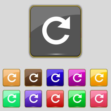 Update işareti simgesi. tam dönüş ok sembolü. renkli düğmeler ayarlayın. vektör