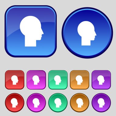 Kullanıcı işareti simgesi. kişi simgesi. renkli düğmeler ayarlayın. Modern UI Web sitesi navigasyon vektör