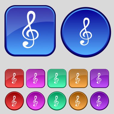 müzik Not işareti simgesi. müzik simgesi. renkli düğmeler ayarlayın. vektör
