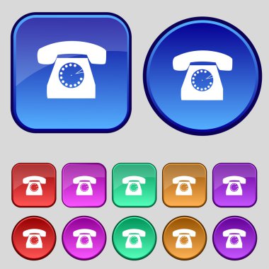 Retro telefon web simgesi. renkli düğmeler ayarlayın. vektör