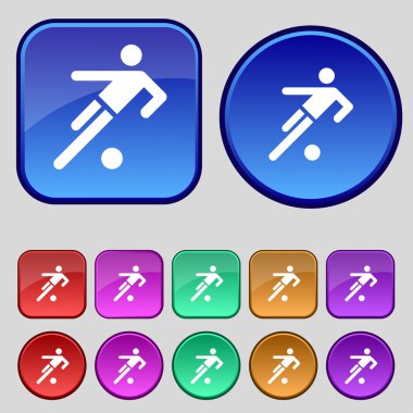 Futbol oyuncu simgesi. düz modern set renkli web düğmeleri. vektör