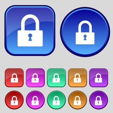 kilit işareti simgesi. soyunma sembolü. renkli düğmeler ayarlayın. vektör