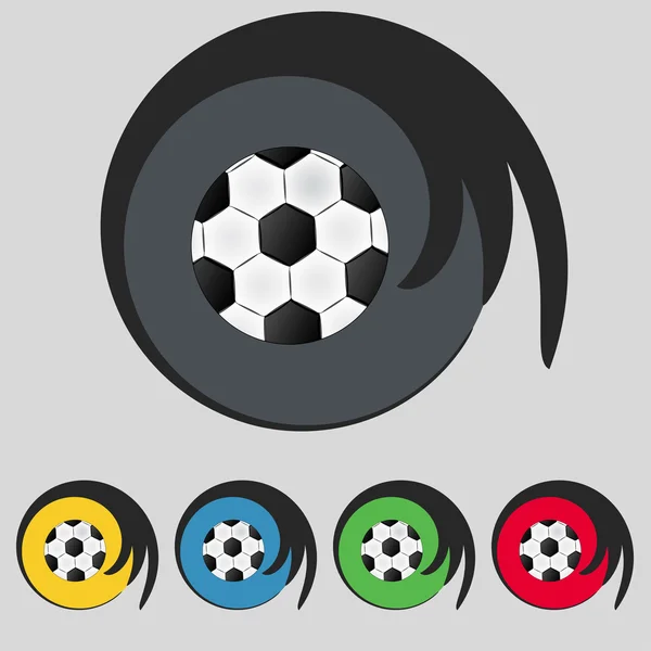 Знак футбольного мяча. Символ футбольного спорта. Настроить красочные кнопки. Вектор — стоковый вектор