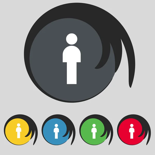 Menselijke teken pictogram. man persoon symbool. mannelijke toilet. kleur knoppen instellen vector — Stockvector