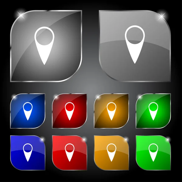 Піктограма покажчика карти. Символ розташування GPS. Встановіть барвисті кнопки. Векторні — стоковий вектор