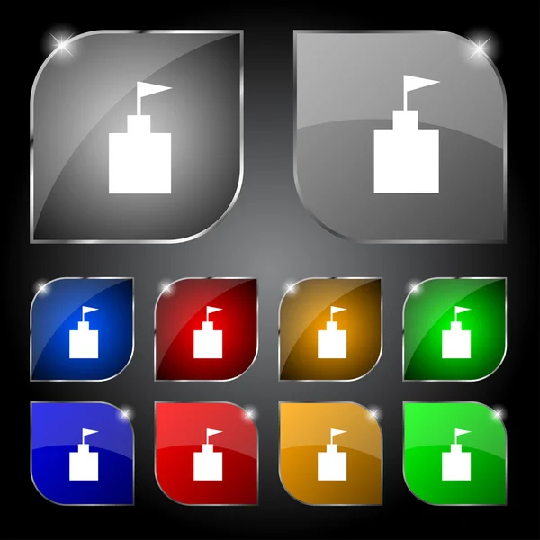 Toren pictogram. platte moderne web kleur button.vector instellen — Stockvector