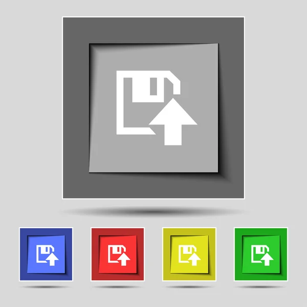 Diskett-ikonen. platt modern designuppsättning Färgknappar. vektor — Stock vektor
