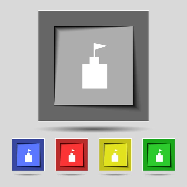 Πύργος εικονίδιο. ορίσετε επίπεδη σύγχρονες web χρώμα button.vector — Διανυσματικό Αρχείο