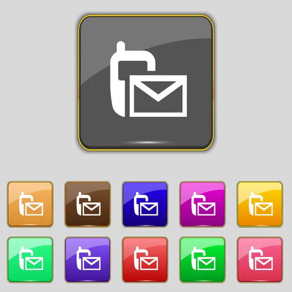 Icono de correo. Símbolo de sobre. Mensaje sms sign.navigation botón. Establecer botones de color . — Vector de stock