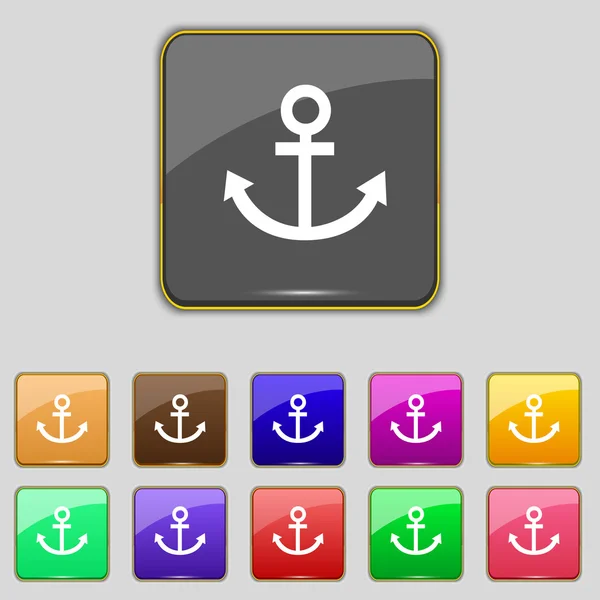 Anchor icon. Set colourful buttons sign. Vector — Stock Vector