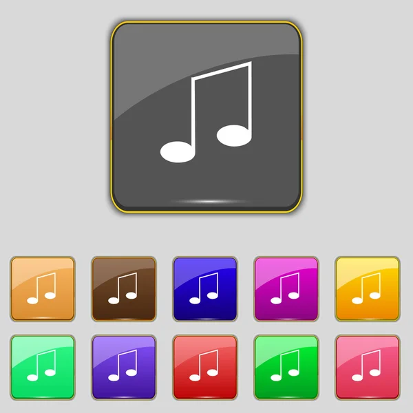 Musik tecken ikonen. musikaliska symbol. Ange färgglada knappar. vektor16 — ストックベクタ