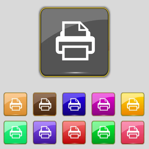 Icono de signo de impresión. Símbolo de impresión. Establecer botones de colores. Vector — Archivo Imágenes Vectoriales