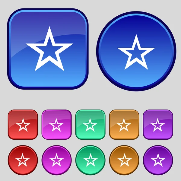 Star sign icon. Favorite button. Navigation symbol.Set colourful buttons. Vector — Stock Vector