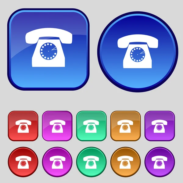 Retro telefon web ikonra. Állítsa be a színes gombok. vektor — Stock Vector