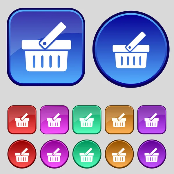 Shopping cart tecken ikonen. online köp knappen. Ange färgglada knappar. vektor — Stock vektor
