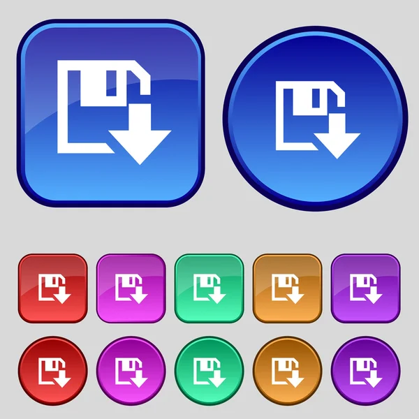 Floppy icon. Flat modern design Set colour buttons. Vector — Stock Vector