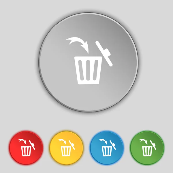 Recycle bin aláírás ikonra. raktárhelyek szimbólum. Állítsa be a színes gombok. vektor — Stock Vector