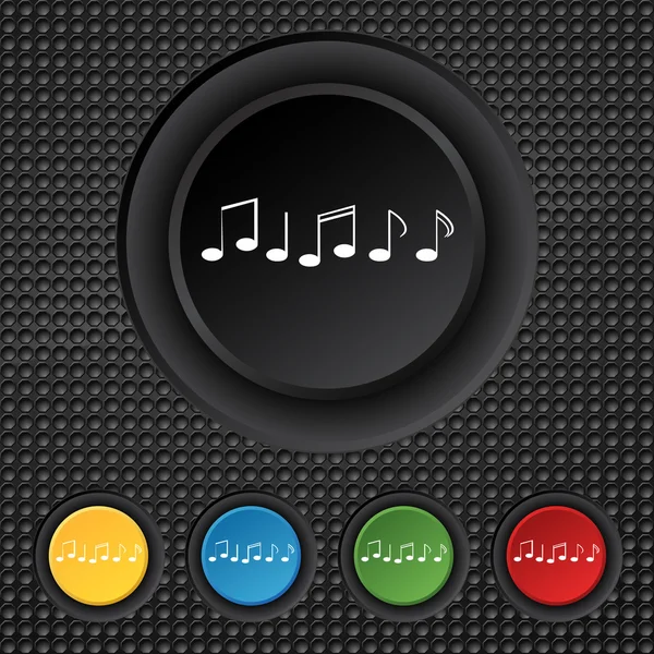 Icône signe note de musique. Symbole musical. Définir des boutons colorés. Vecteur — Image vectorielle