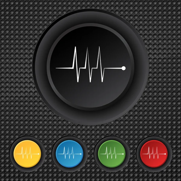 Kardiogramm-Monitoring-Symbol. Herz schlägt Symbol. Setzen Sie bunte Knöpfe. Vektor — Stockvektor