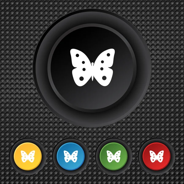 蝴蝶标志图标。昆虫的符号。设置色彩缤纷的按钮。矢量 — 图库矢量图片
