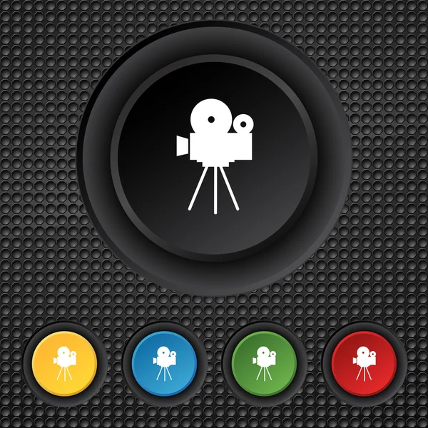 视频照相机符号 icon.content 按钮。设置色彩缤纷的按钮。矢量 — 图库矢量图片