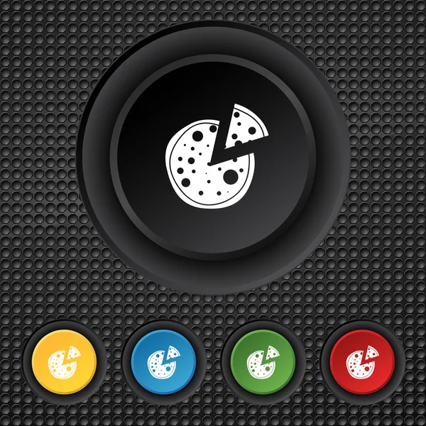 Πίτσα εικονίδιο. σύνολο πολύχρωμα κουμπιά σημάδι. διάνυσμα — Διανυσματικό Αρχείο