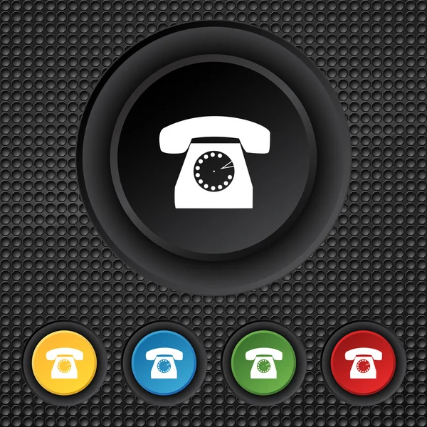 Ícone web telefone retro. Definir botões coloridos. Vetor —  Vetores de Stock