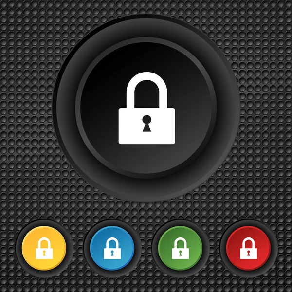 Lock sign icon. Locker symbol. Set colourful buttons. Vector — Stock Vector