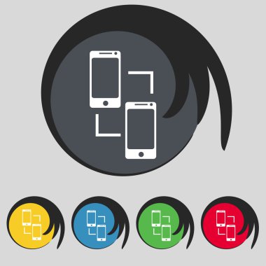 Eşitleme işareti simgesi. akıllı telefonlar sembolü sync. veri değişimi. colur düğmeleri ayarlayın. vektör