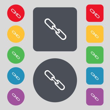 Link işareti simgesi. Köprü zinciri sembolü. renkli düğmeler ayarlayın. vektör