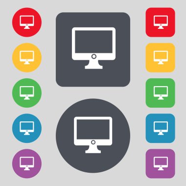 bilgisayar geniş ekran monitör işareti simgesi. colur düğmeleri ayarlayın. vektör