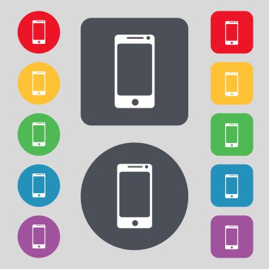 Smartphone işareti simgesi. Destek sembolü. Çağrı Merkezi. colur düğmeleri vektör ayarla